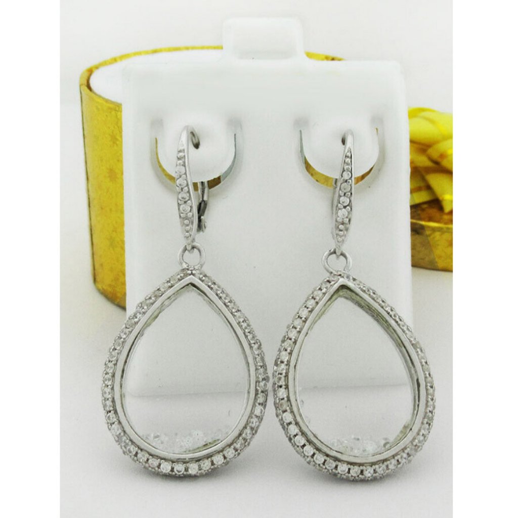 Lab-Created White Sapphire 3.46 Cts Dangling Earrings .925 Sterling Silver